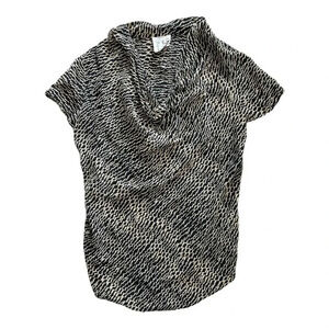 Gemma for Co Op Barneys New York Brown Animal Print Silk Blouse S